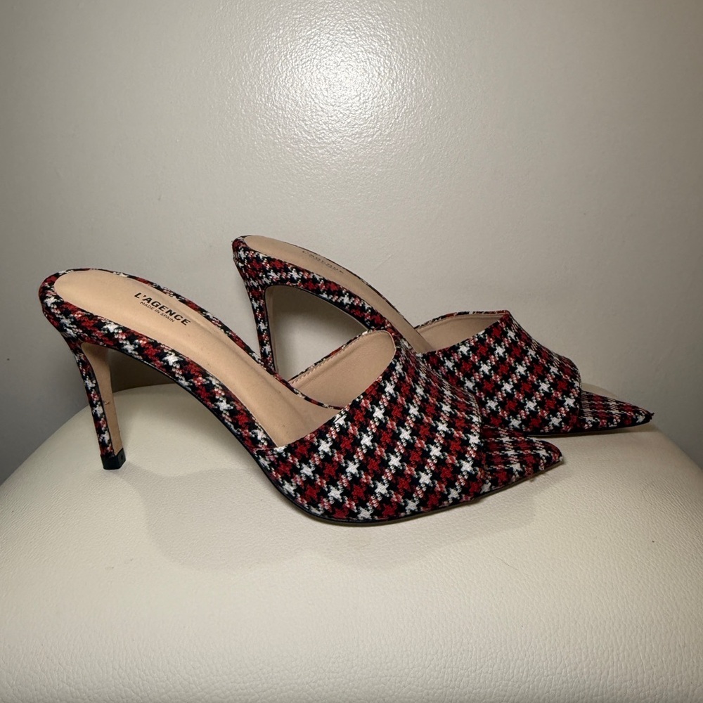 L’AGENCE open toe sandal black/red